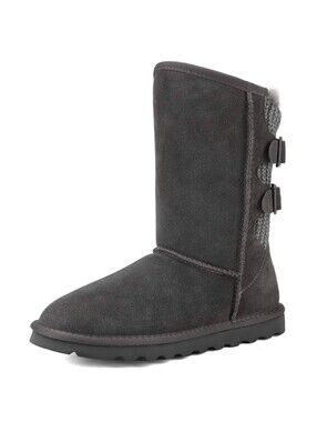 DREAM PAIRS Women's Grey Faux Fur Mid Calf Fashion Winter Snow Boots Size 5 M US